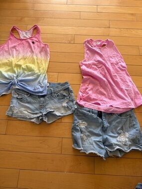 VEUC Abercrombie kids 15/16 denim shorts and racerback tank tops